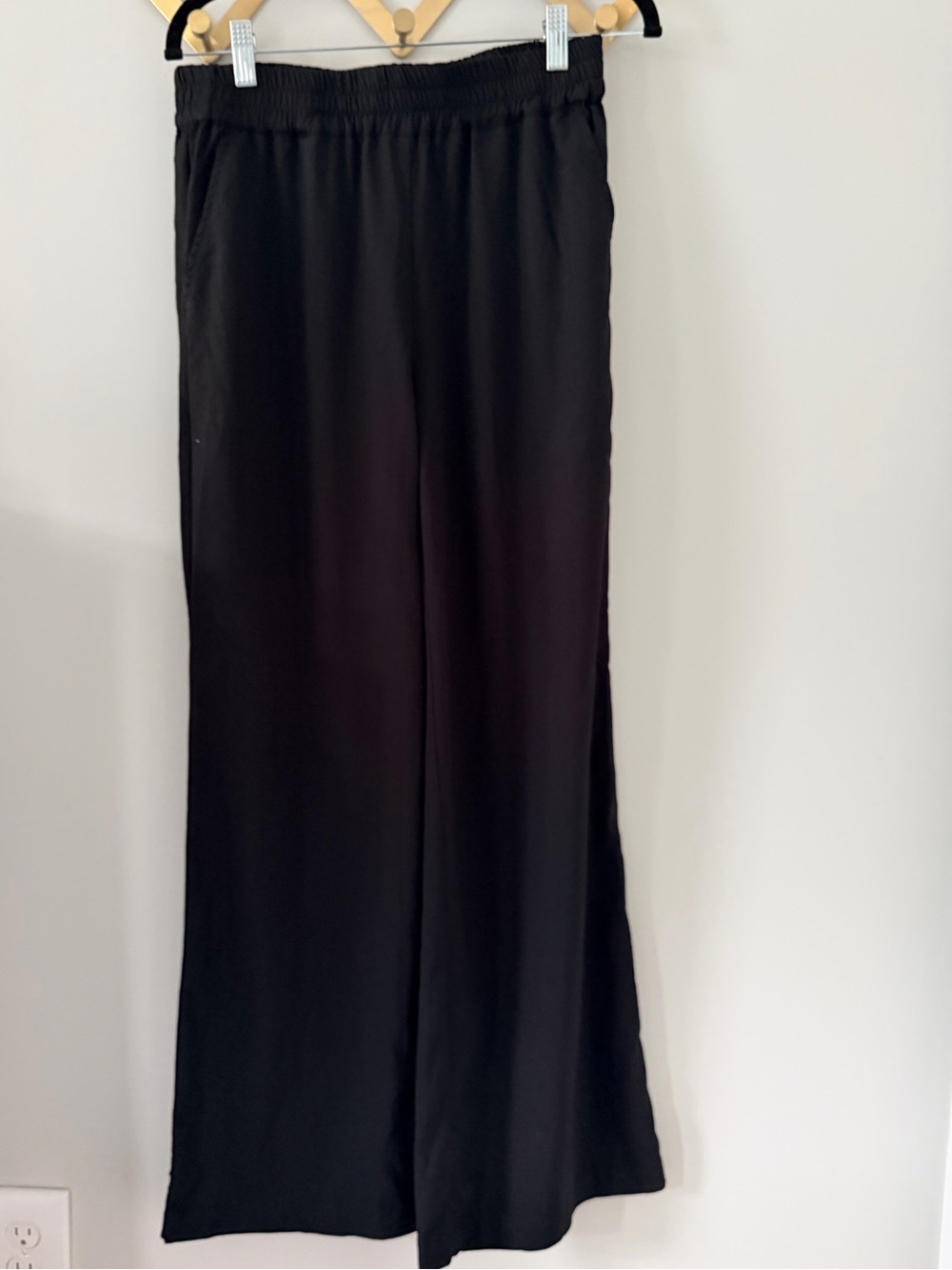 Marine Layer Re-Spun Wide Leg Pull On Pants Black Elastic Waist Sz S